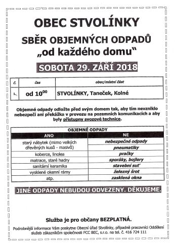 Objemný odpad podzim 2018