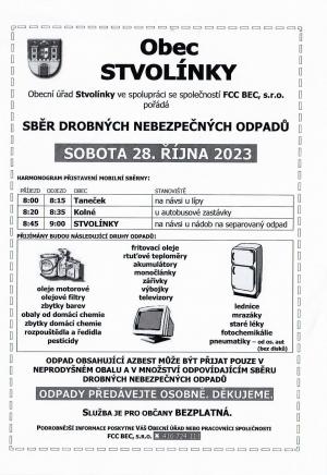 ODPADY-sběr nebezpečných odpadů 28.10.23
