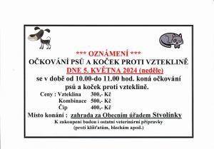 Očkování psů proti vzteklině 2024, Stvolínky