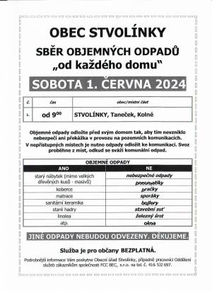 ODPADY-sběr objemných odpadů 01.06.2024