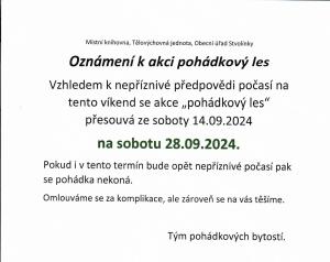 Oznámení-Pohádkový les, změna termínu