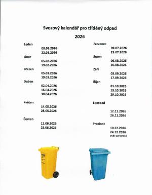 ODPADY-svozový kalendář 2026
