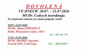 INFO-uzavření ordinace praktického lékaře