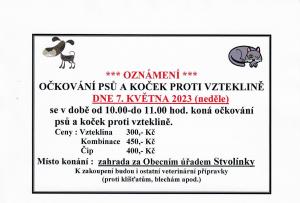Očkování psů proti vzteklině 2023, Stvolínky